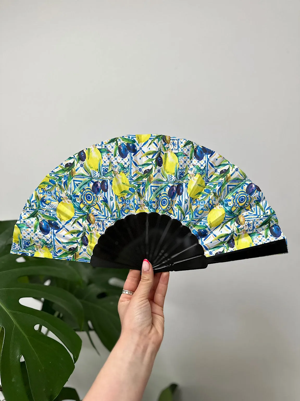 Black Lemon Pattern Fan