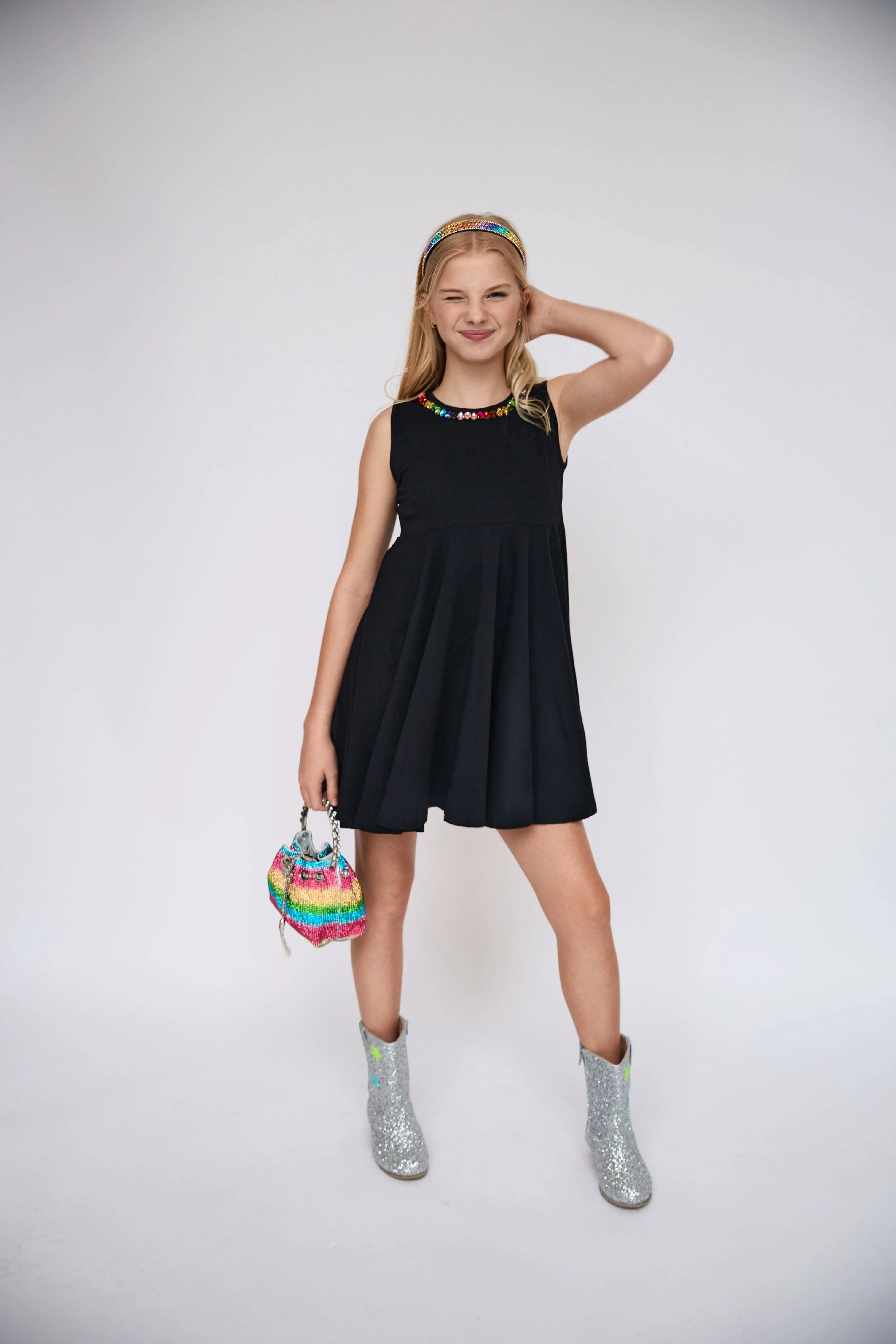 Black Rainbow Gems Tank Dress