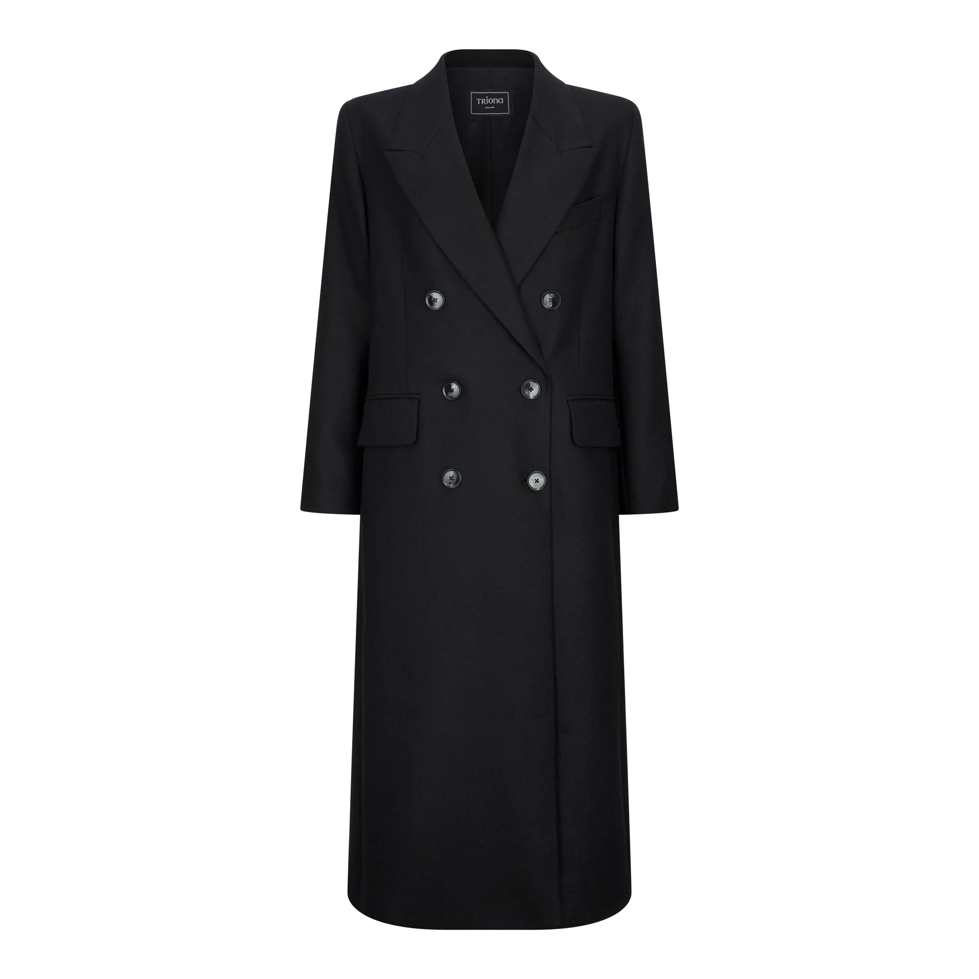 Black Twill Niamh Double Breasted Coat