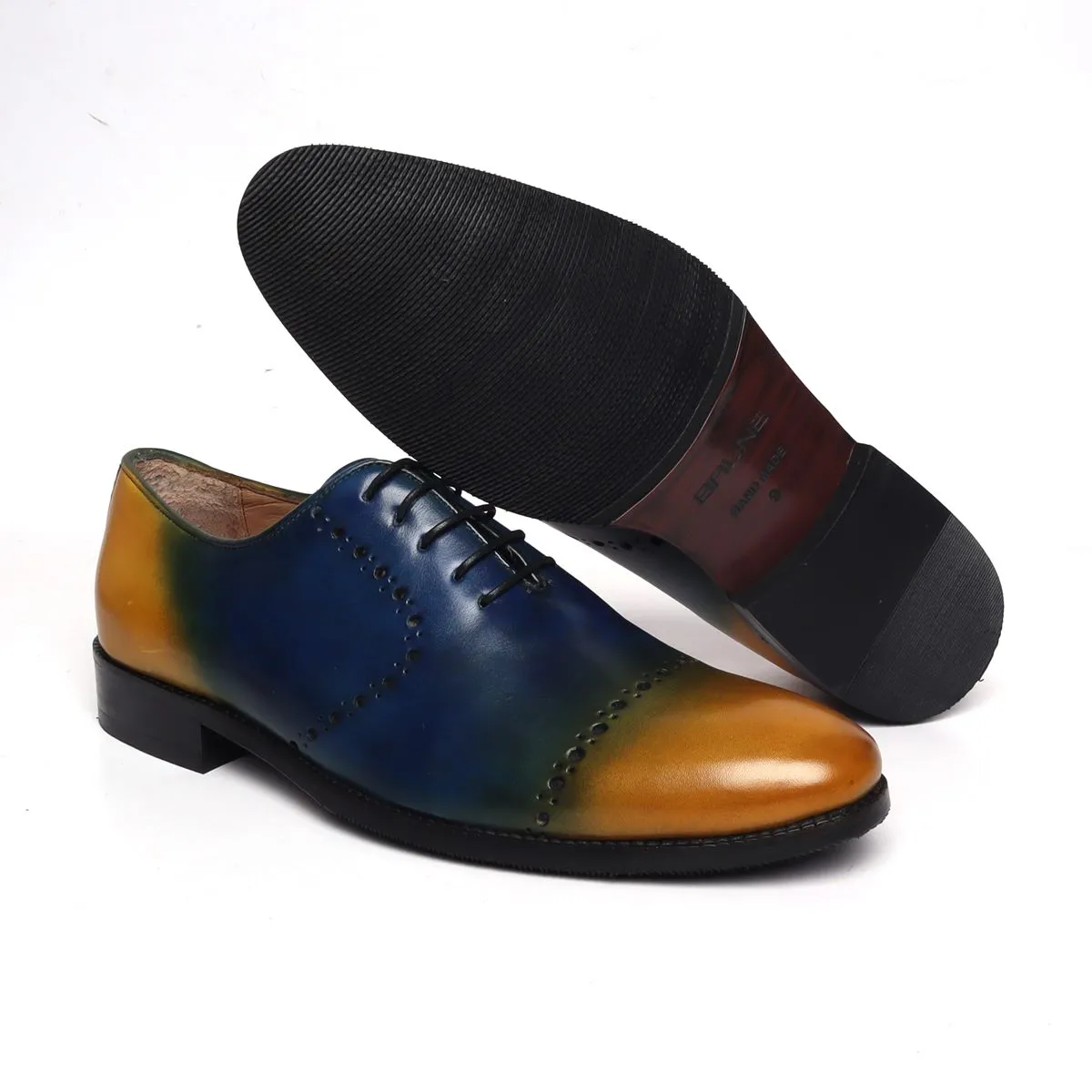 Blue and Yellow Genuine Leather Brogue/Oxford By Brune & Bareskin