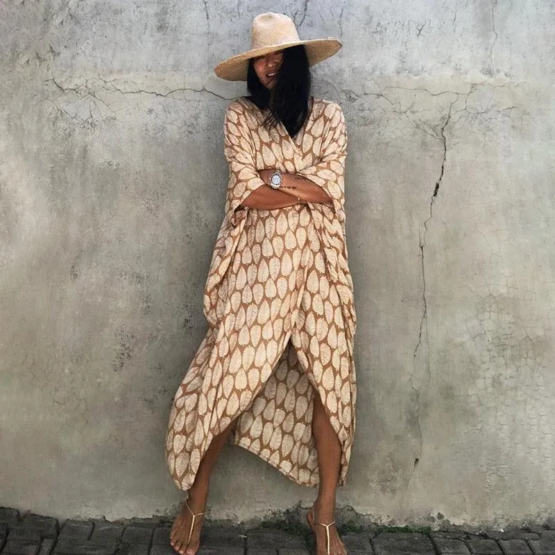 Bohemian Long Kimono, Beach Cover Ups Kimono, Tie Dye Kimono, Swimsuit Cape Summer Dress, Beachwear Cover Up Dress