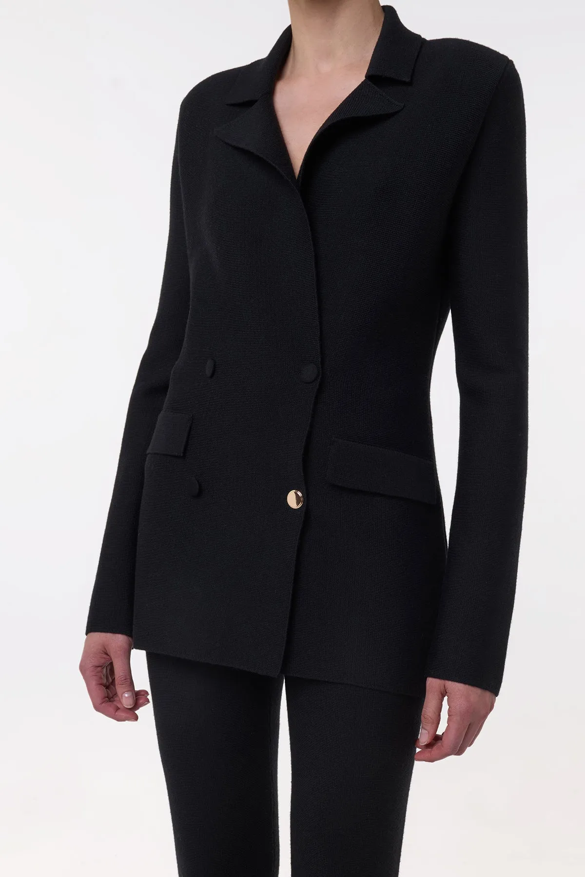 Bowen Knit Jacket in Black Wool