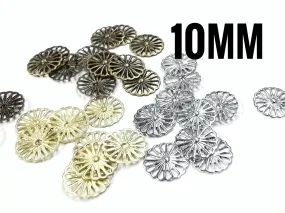 Brass sequins, 10mm, flower, 36 pcs | 圓銅片, 10mm, 花形, 36個