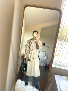 BRIANA Drapey Trench Coat with Detachable Double-Breasted Collar