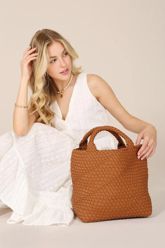 Brown Or Yellow Weaving Medium Bag Tote