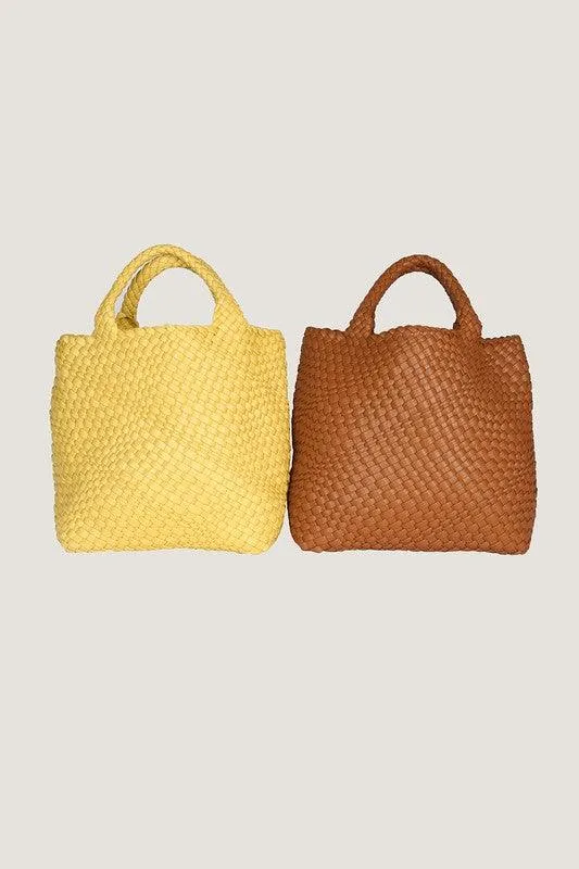 Brown Or Yellow Weaving Medium Bag Tote