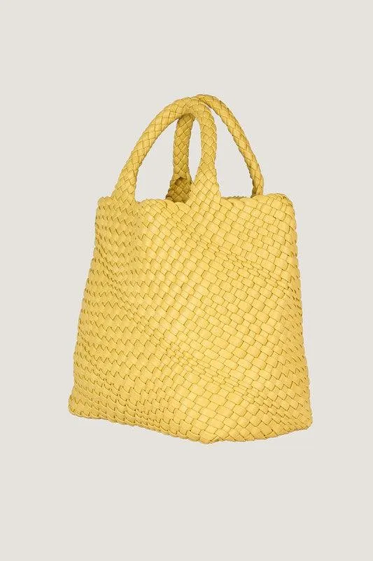 Brown Or Yellow Weaving Medium Bag Tote