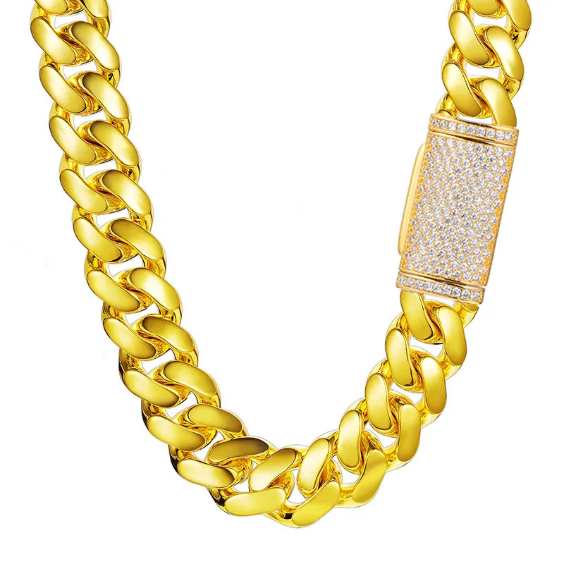 Buckle Cuban Link Chain Necklace and Bracelet