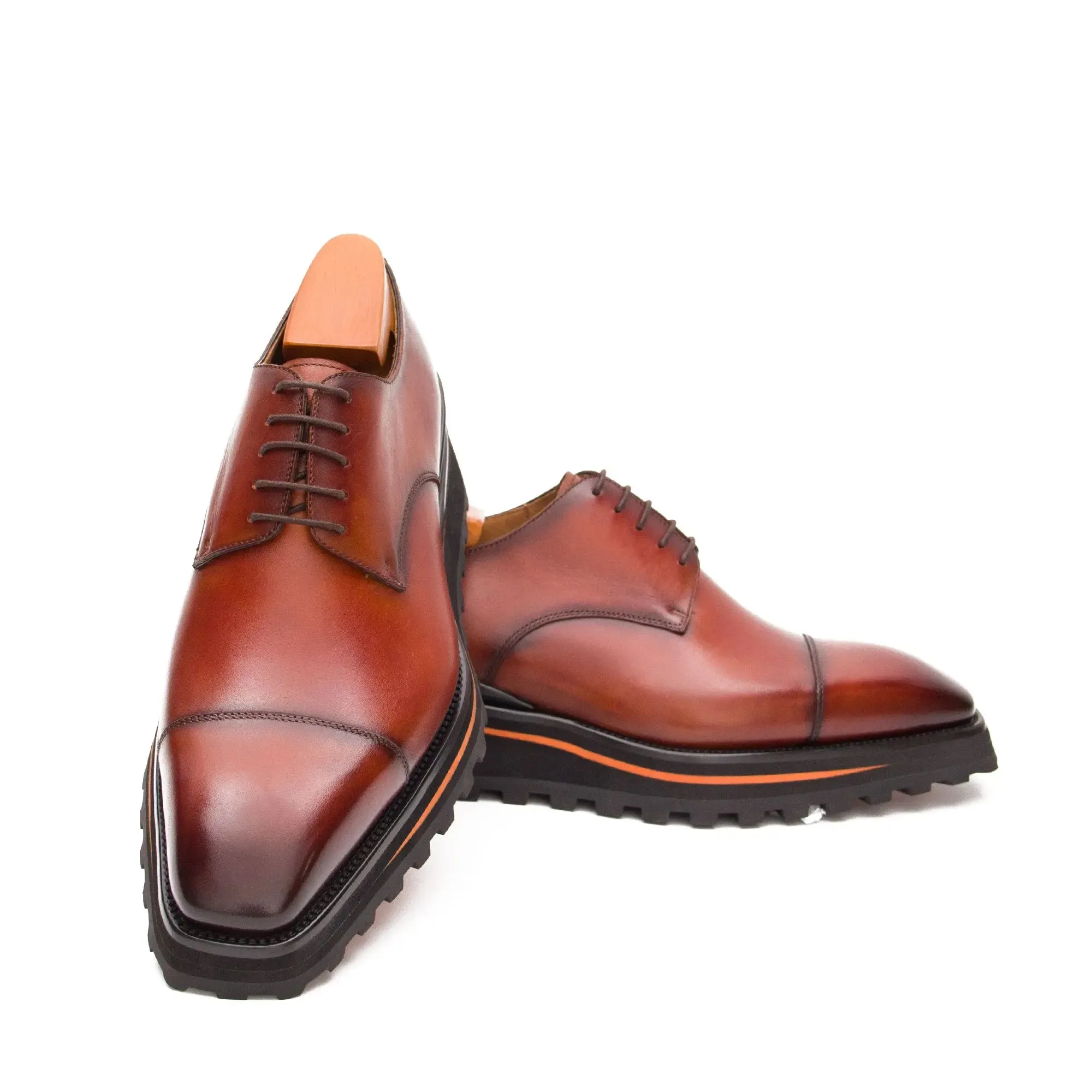 Calf leather dress three quarters derby shoes