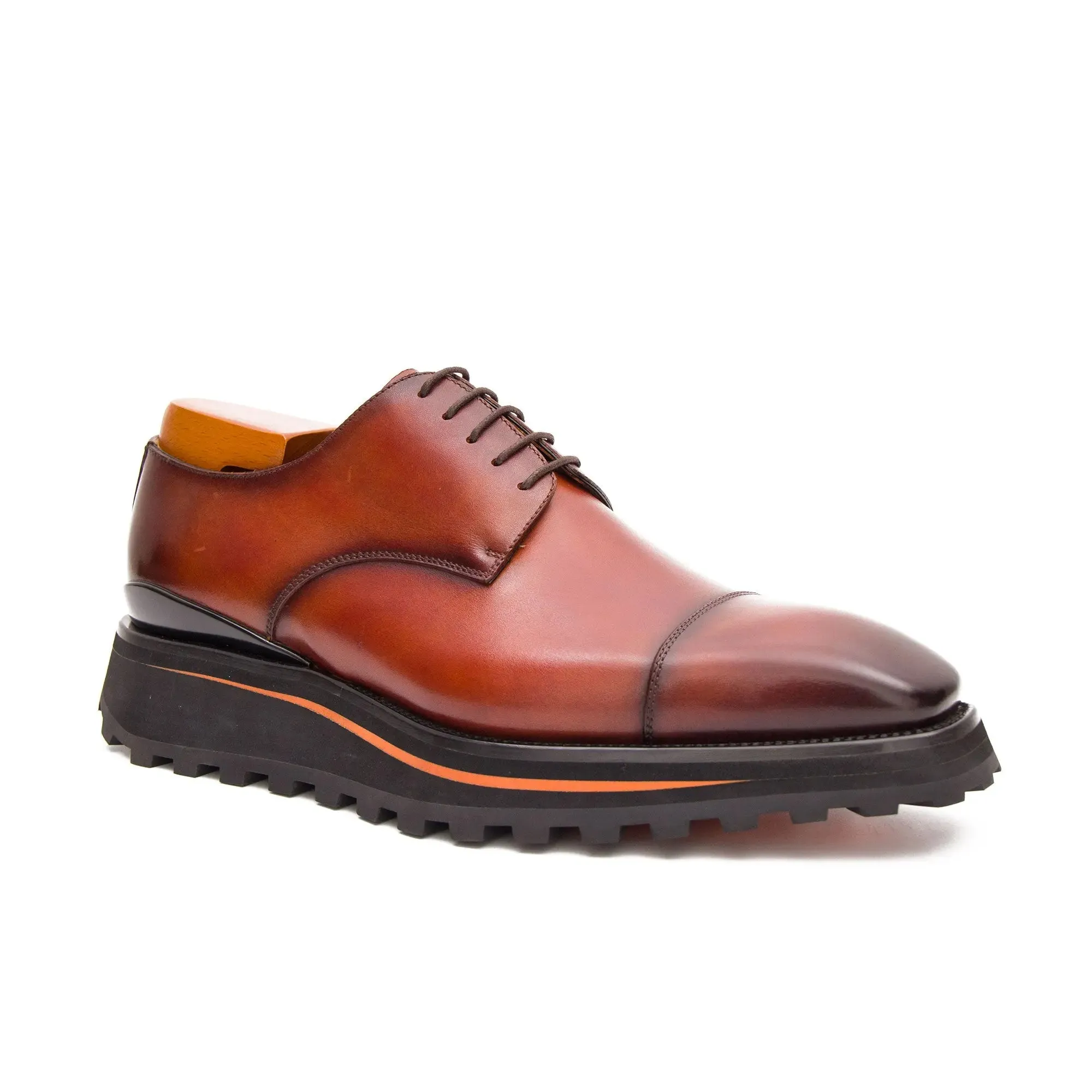 Calf leather dress three quarters derby shoes