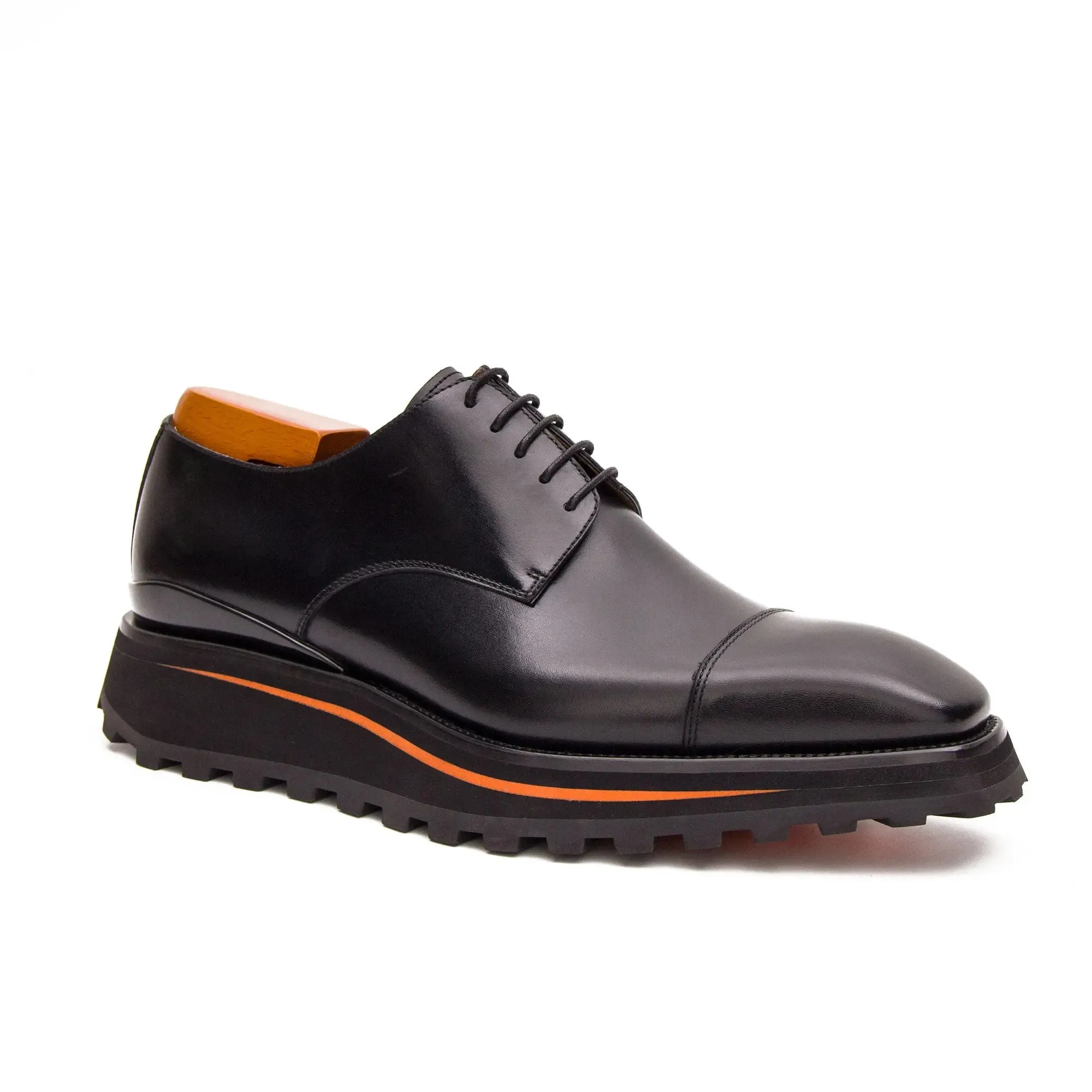 Calf leather dress three quarters derby shoes