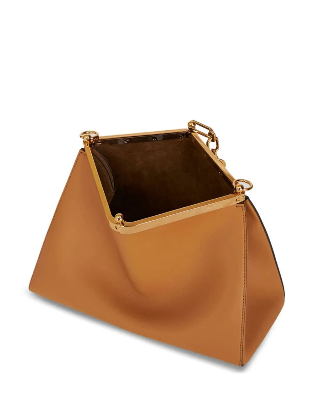 CAMEL BROWN LEATHER SHOULDER BAG