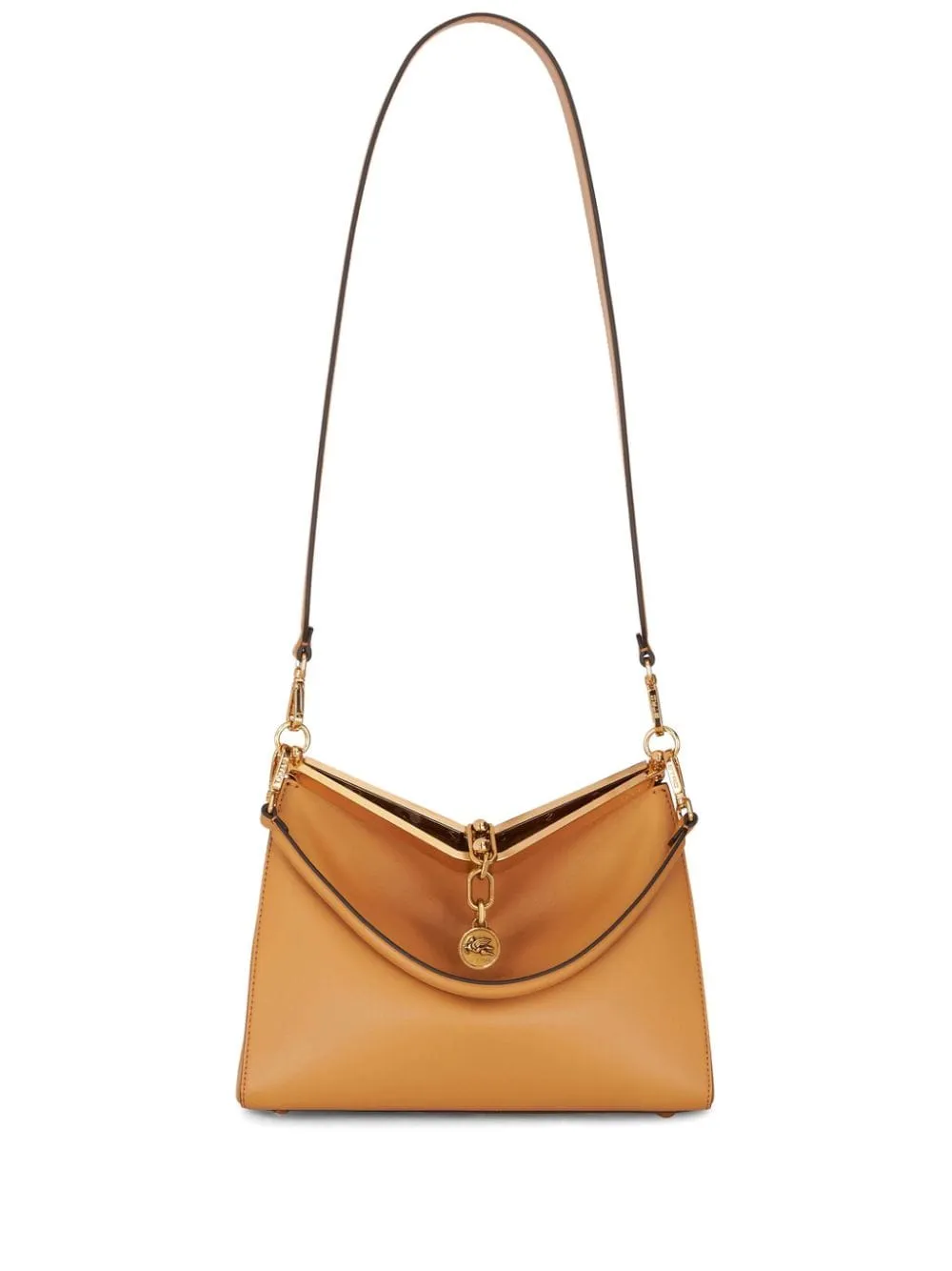 CAMEL BROWN LEATHER SHOULDER BAG