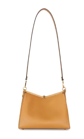 CAMEL BROWN LEATHER SHOULDER BAG