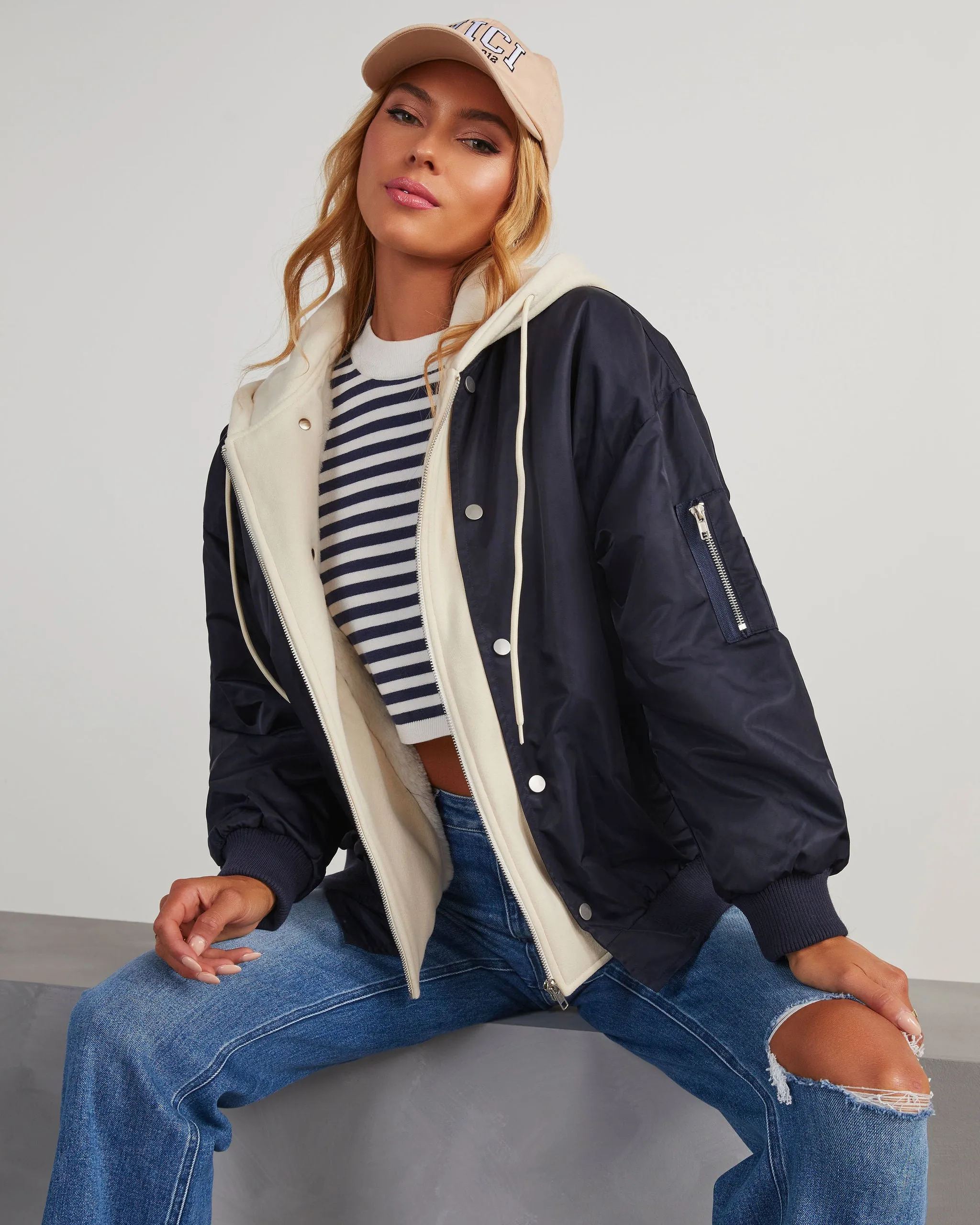 Campus Oversized Hooded Bomber Jacket