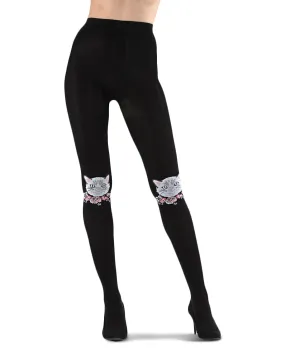 Cat Face Design Sweater Tights