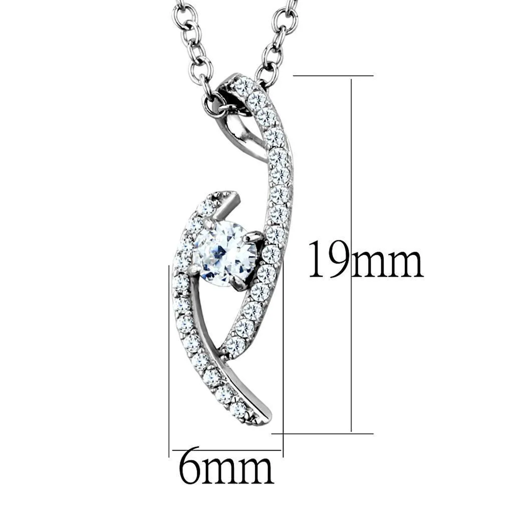 Chain Necklace Pendant TS515 - Rhodium 925 Sterling Silver