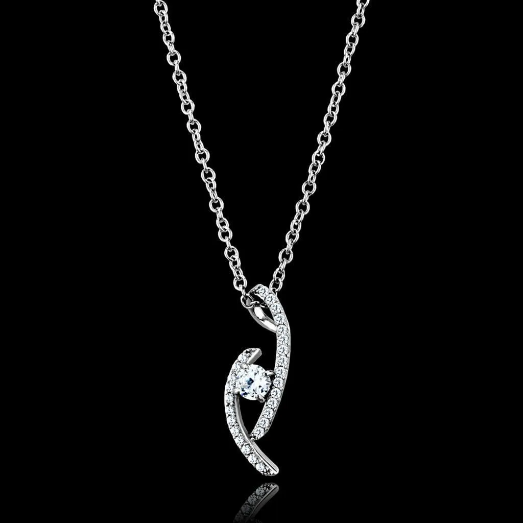 Chain Necklace Pendant TS515 - Rhodium 925 Sterling Silver