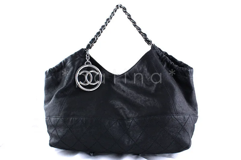 Chanel Black Calfskin Coco Cabas Tote Bag Caviar