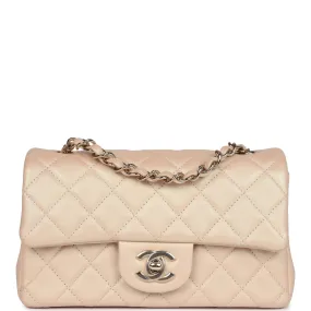 Chanel Mini Rectangular Flap Bag Iridescent Beige Lambskin Light Gold Hardware