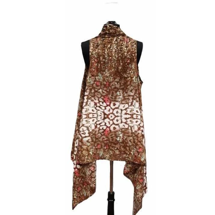 Cheetah Print Kimono/Vest - Brown