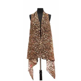 Cheetah Print Kimono/Vest - Brown