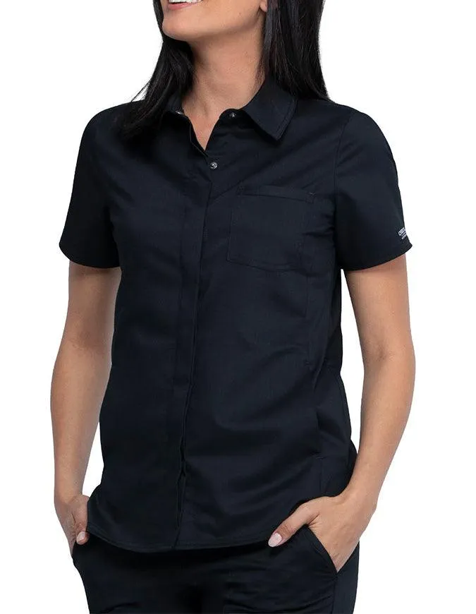 Cherokee Workwear Revolution Women's Hidden Snap Front Collar Shirt