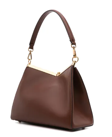 CHOCOLATE LEATHER BAG WITH CHARM