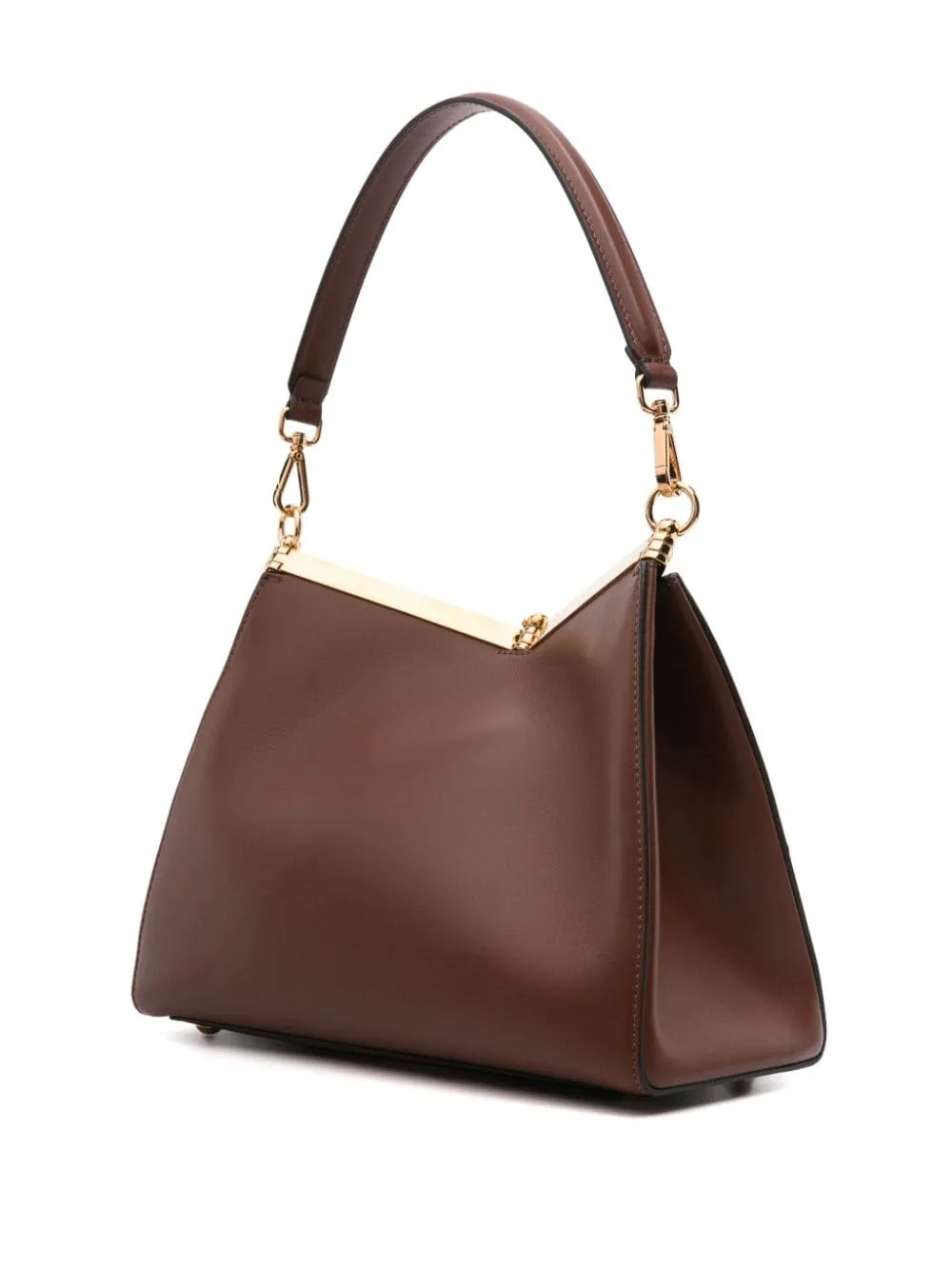 CHOCOLATE LEATHER BAG WITH CHARM