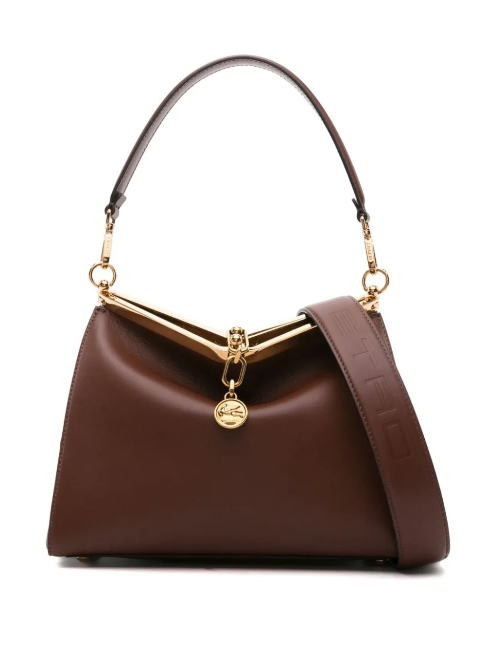 CHOCOLATE LEATHER BAG WITH CHARM