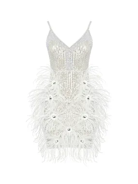 CIGNA Pearls & Feathers Mini Dress