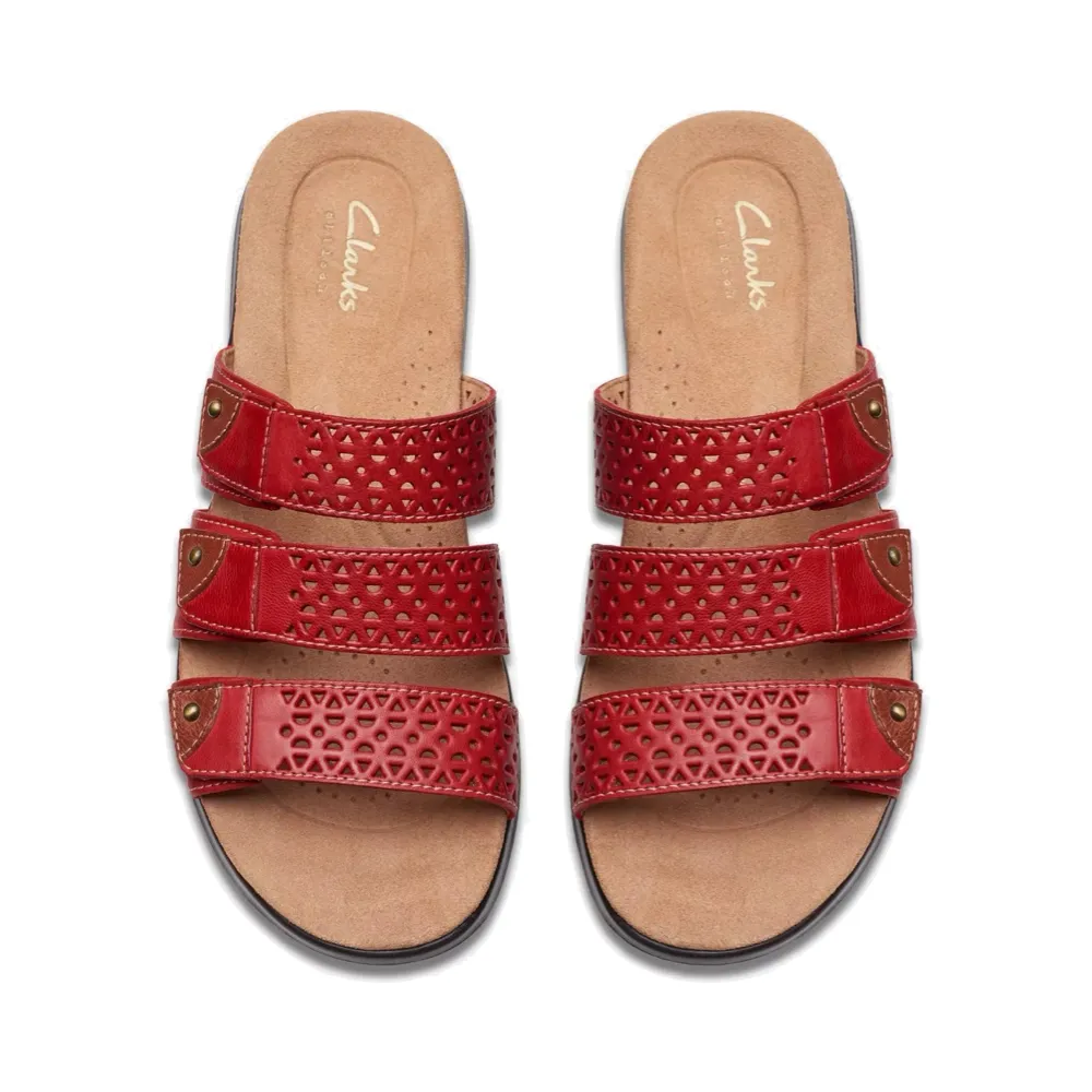 Clarks Women's Kitly Walk Slide Sandal (Cherry Red)