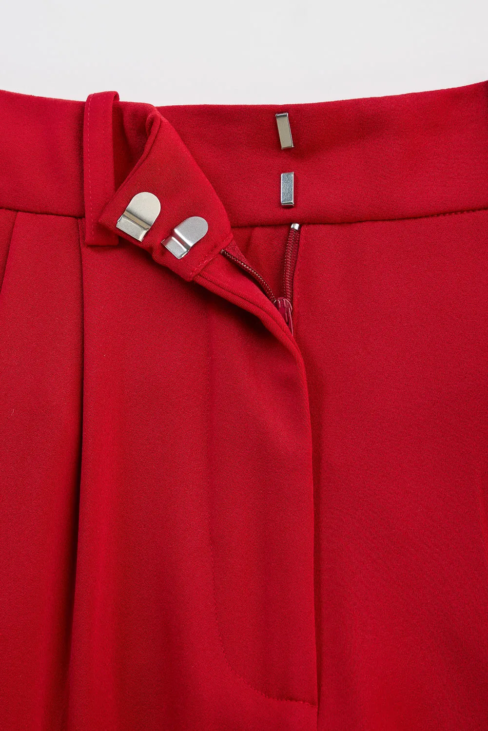 Classic Red Pleated Korean Pants