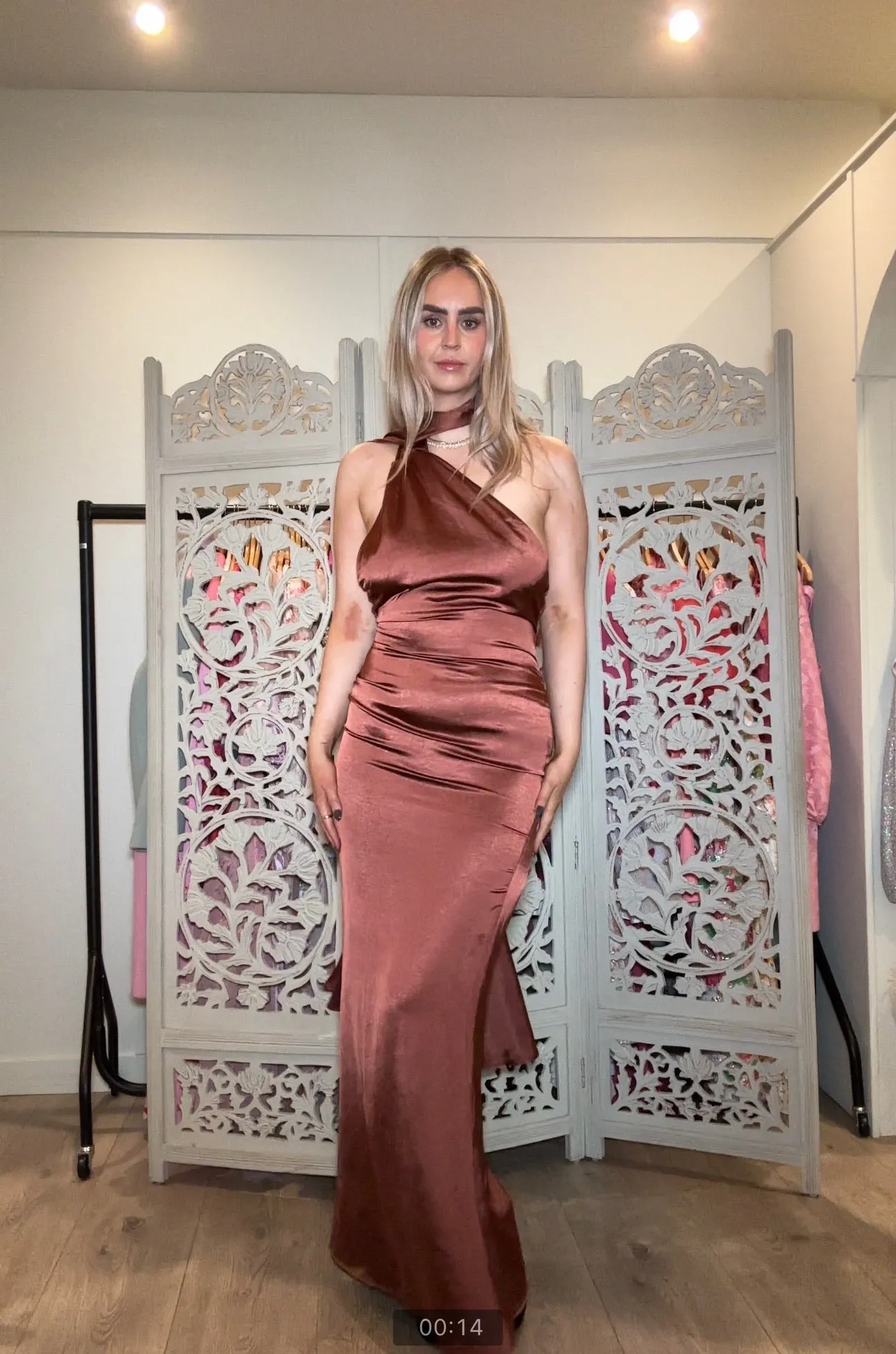 Club L London Mademoiselle Rust Satin Maxi Dress