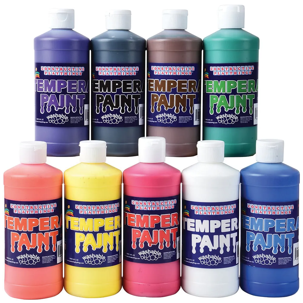 Constructive Playthings® Washable Tempera Paint - Set of 9 Pints