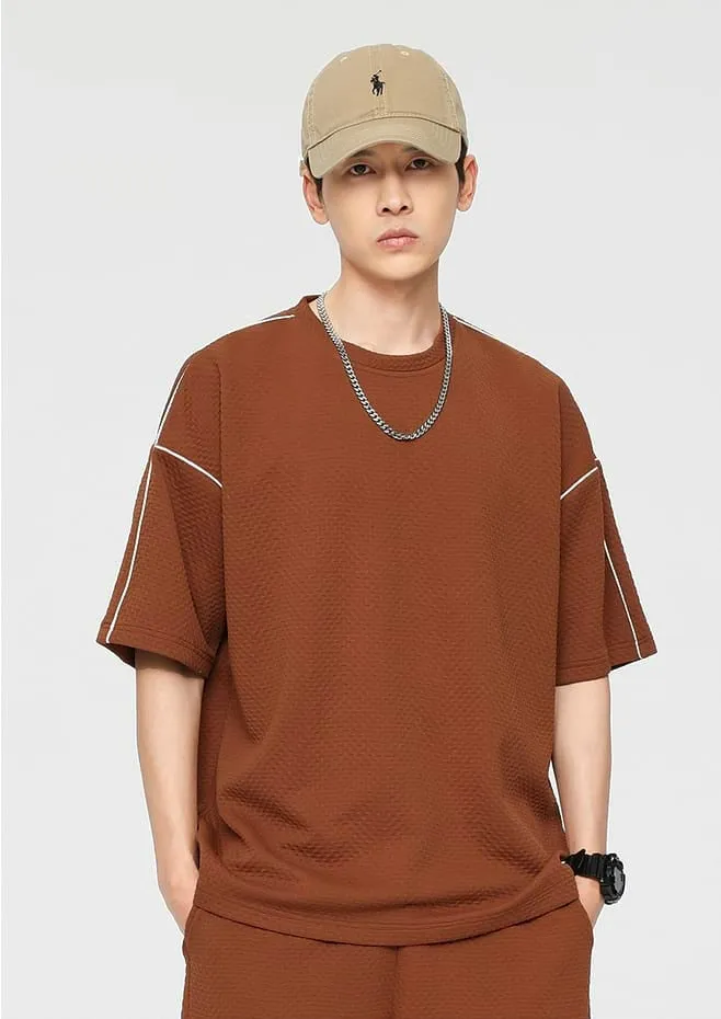 Contrast Stitch Textured T-Shirt