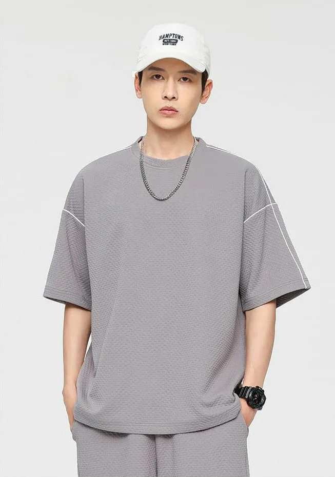 Contrast Stitch Textured T-Shirt