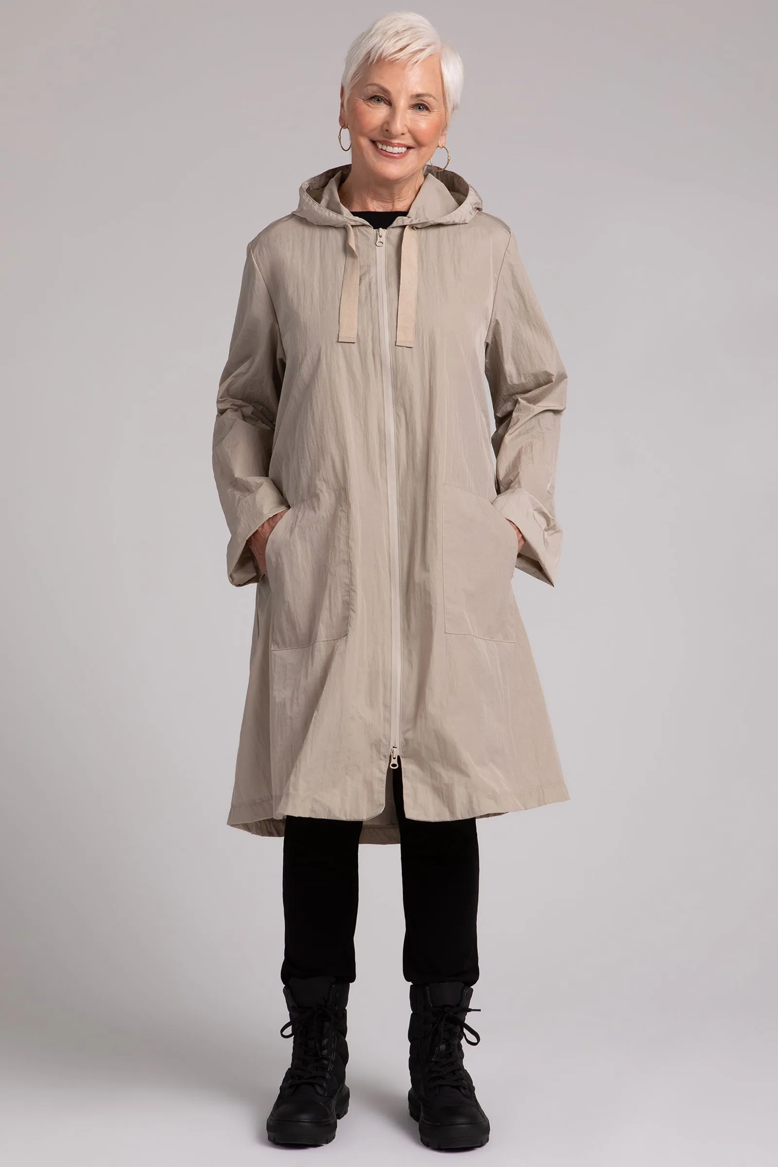 Convoy Zip Front Hooded Rain Jacket | Cashew