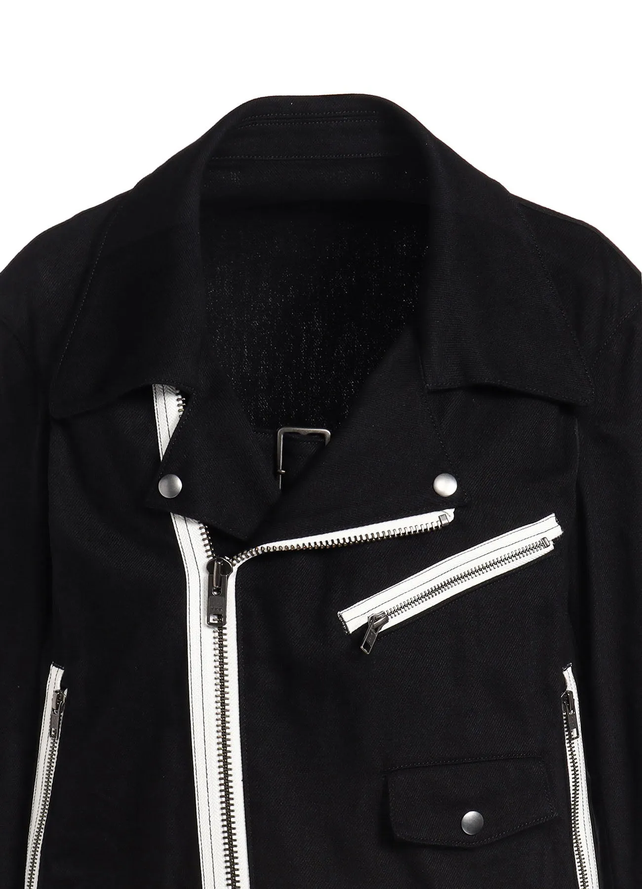 COTTON DRILL BELT DETAIL BIKER JACKET