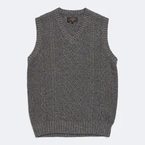 Cotton Linen Vest Alan Pattern - Navy