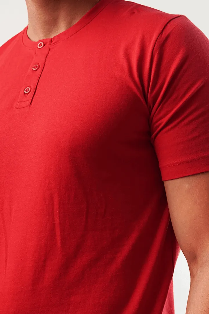 Crimson Short Sleeve Henley T-Shirt