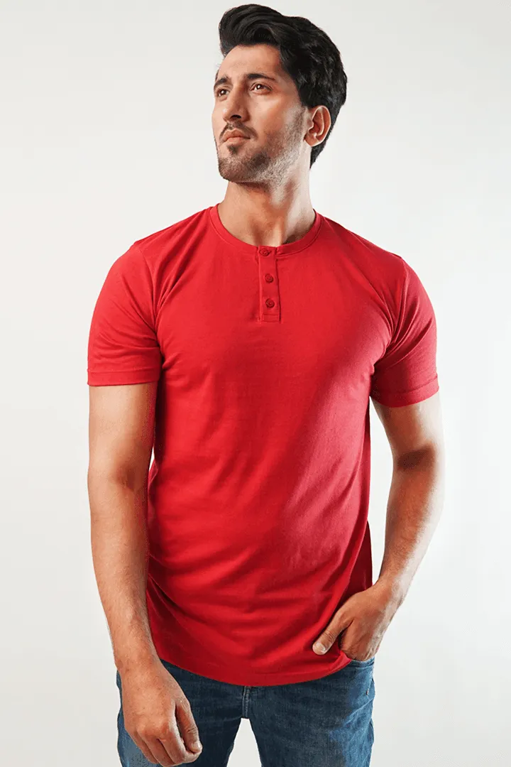 Crimson Short Sleeve Henley T-Shirt