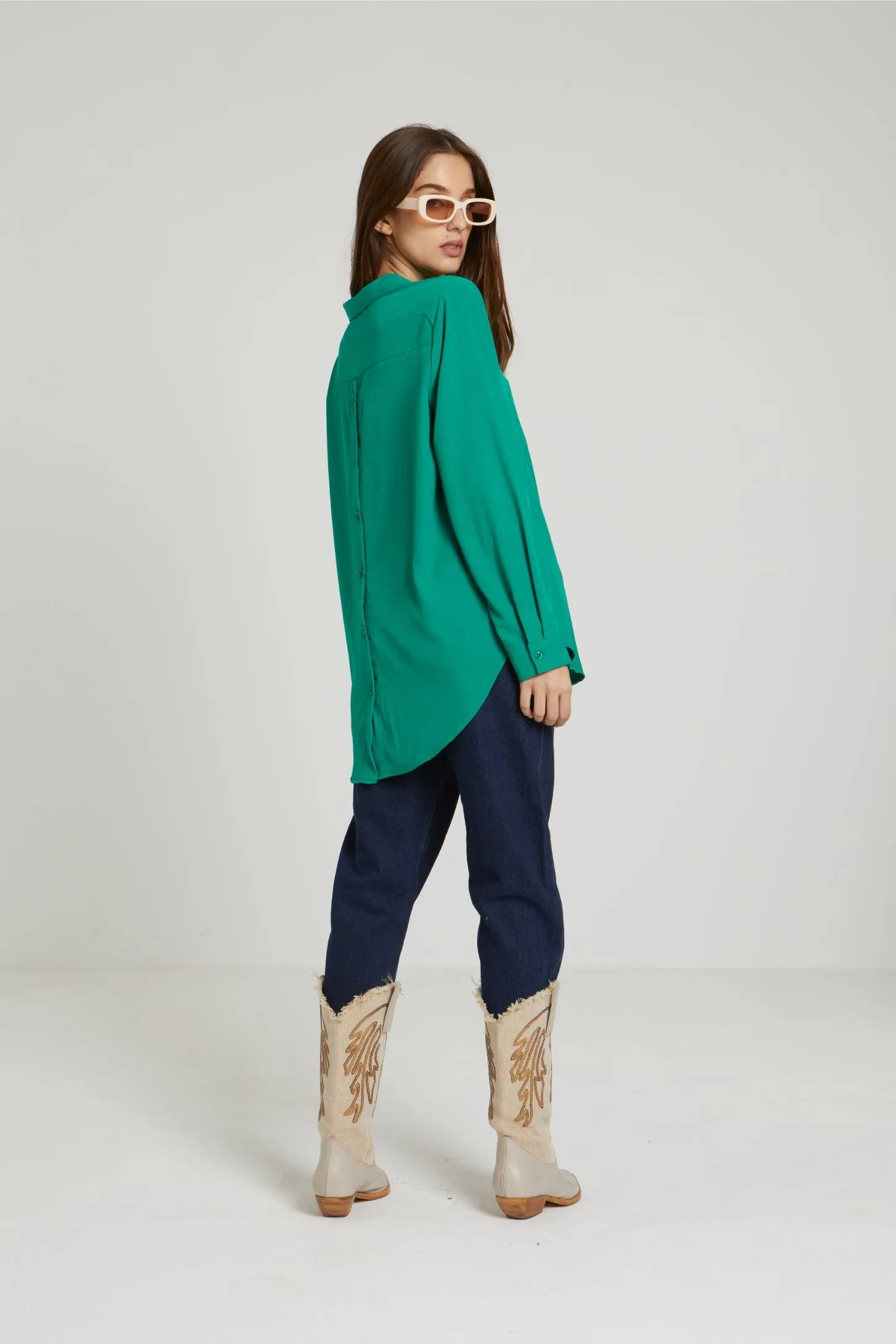 CUBA ASYMMETRIC SHIRT - GREEN