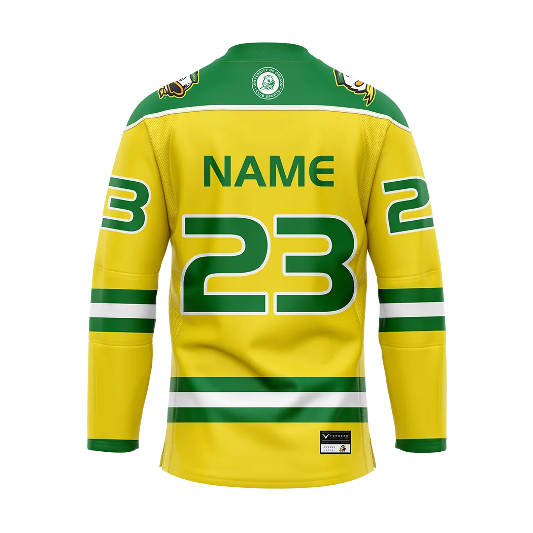 Customized Oregon Yellow Authentic Sublimated With Twill Jersey