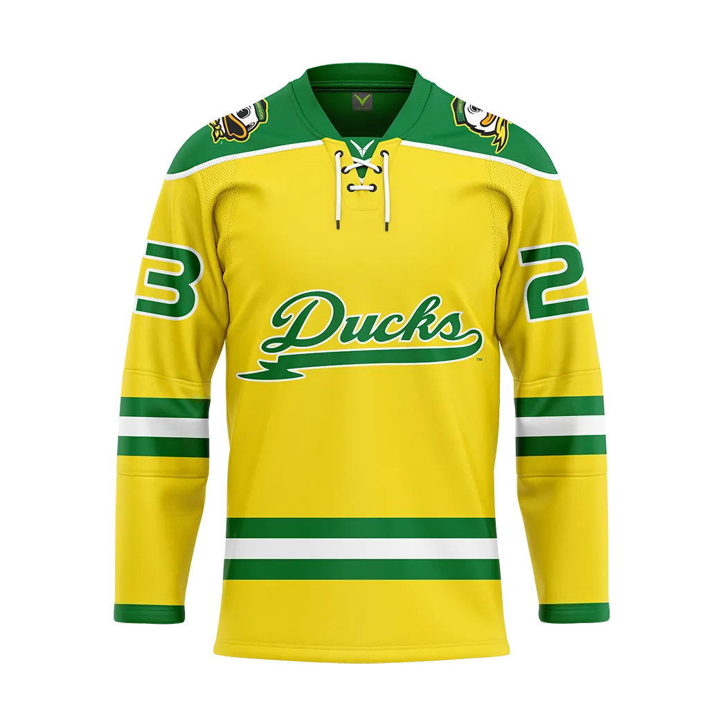 Customized Oregon Yellow Authentic Sublimated With Twill Jersey