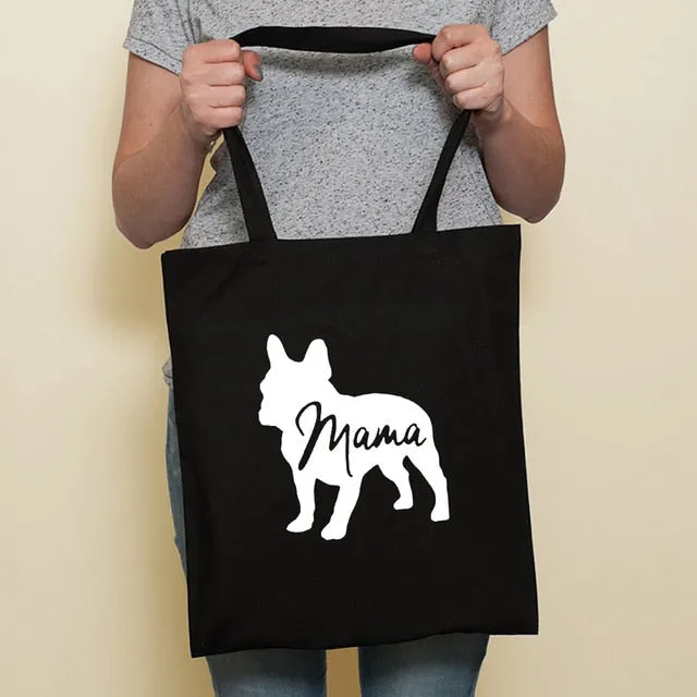 Cute Dog Black Canvas Tote Bag