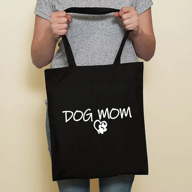 Cute Dog Black Canvas Tote Bag