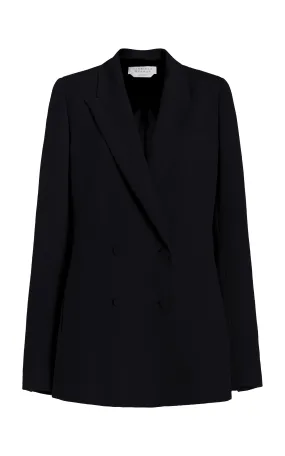 Damus Blazer in Black Silk Wool Cady