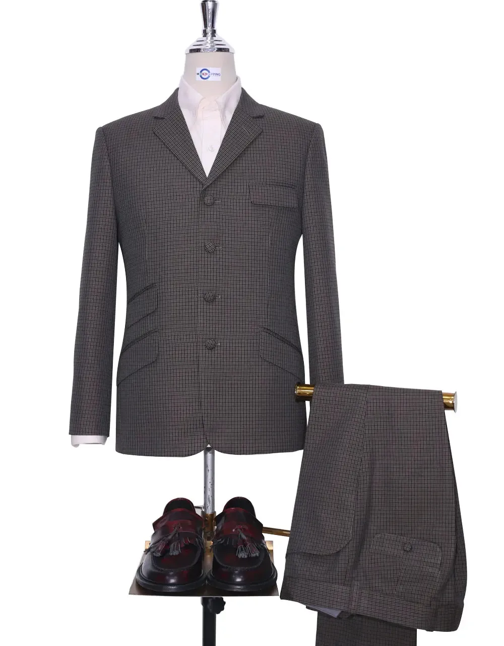 Dark Brown And Black Houndstooth Suit