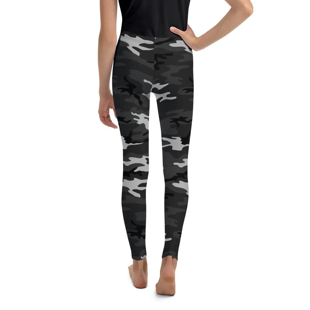 Dark Grey Camo Youth Leggings